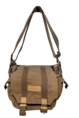 Bag Padded Vintage Style Canvas Satchel ￼ Multiple Pockets Brown CrossBody Tote • $32.21