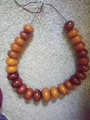 Large Amber Bead Necklace Vintage 1920s • $468