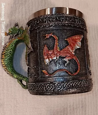 Green Royal Dragon Mug Serpent Handle Medieval Collectible Stein Home Decor Gift • $6.99