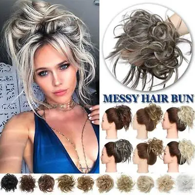 X-LARGE Messy Bun Hair Piece Scrunchie Updo Wrap Hair Extension As Human Bun US • $10.59