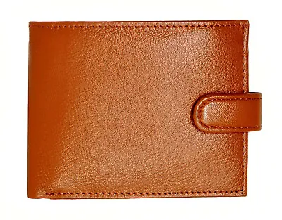 Mens RFID Real Leather Wallet With Zip Pocket Coin Pouch & ID Window 895 Tan • £7.99