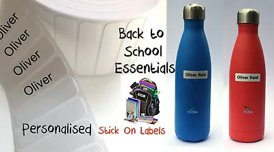 School Name Labels Printed Stick On Waterproof Lunchbox Water Bottle Tags X 25 • £2.99