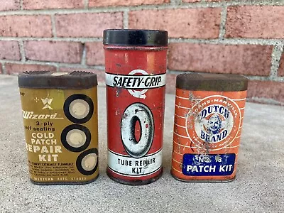 Vintage Tire Tube Repair Kit Cans - Western Auto - Wizard - Dutch • $17.25