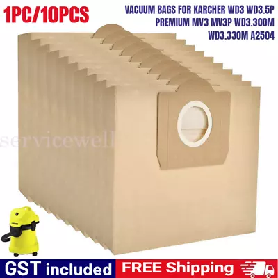 Vacuum Paper Filter Bags For KARCHER WD3 WD3.5P Premium MV3 MV3P WD3.330M A250 • $25.73