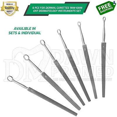 Fox Dermal Curettes Dermatology 1mm - 6mm ENT Instruments German Grade • $12.90