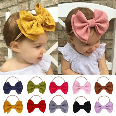 $1.09 • Buy 2019 Kid Girl Baby Headband Toddler Nylon Big Bow Hair Band Accessories Headwear