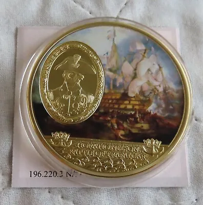 2014 NELSON HMS VICTORY 50mm PADPRINT GOLD PLATED PROOF MEDAL Coa • £24.95