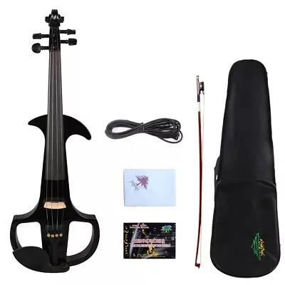 Black Electric Silent Violin 4/4 Solid Wood Body Nice Tone Free Case #EV7 • $169