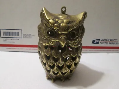 Vintage Brass Owl Candle Holder Hanging Lantern Circa 1970's • $37.70