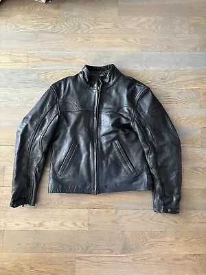 Frank Thomas Leather Motorcycle Jacket With Lining Black Size UK 40/EUR 50 • $13.64