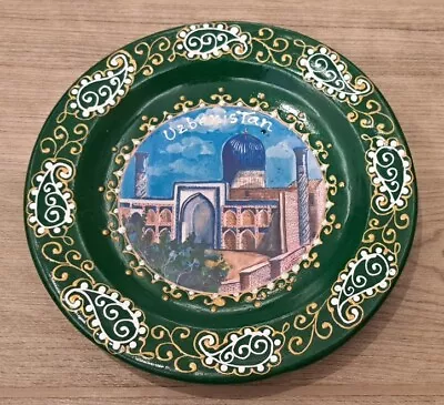 Uzbekistan Shah-i-zinda Hand Painted Handmade Green Decorative Clay Plate • £24.99