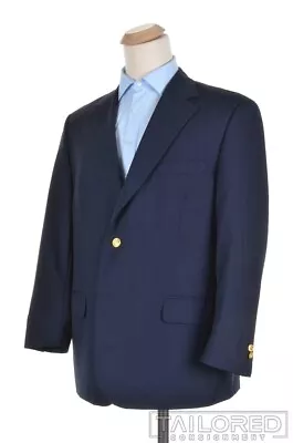 J. PRESS Solid Blue 100% Wool Mens Blazer Sport Coat Jacket - 44 R • $175