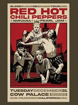 Red Hot Chilli Peppers 1991 Tour Concert Poster  Music 18 X24   Free Shipping • $9.97