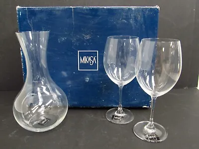 Mikasa Clear Crystal 'Nicole' T7200/902 Red Wine Glass & Carafe 3 Pc Set In Box • $20