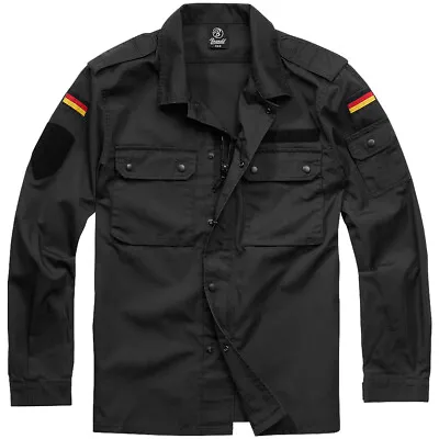 Brandit BW Field Tunic Mens Military Streetwear Overshirt Workwear Jacket Black • £50.95