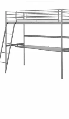 IKEA Svarta Steel Childs Bunk Bed Metallic Finish With Desk • £100