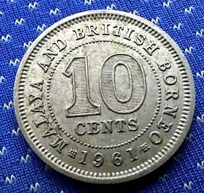 1961 Malaysia British Borneo 10 Cents Coin AU      #M621 • $13.81