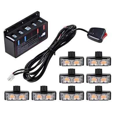 8PCs 2-LED 2-Amber Front Grill Emergency Strobe Light Tow Truck W/Controller Box • $29.98