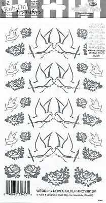 E-Z Rub-On Metallic Transfers (Wedding Doves Silver) Craft Cardmaking   ROY901SV • £2.25