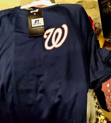 Washington Nationals Mens XL Baseball Practice Jersey NWT  Blue Russell MLB • $20.83