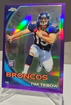 $10 • Buy Tim Tebow Rc 2010 Topps Chrome Purple Refractor 194/555 Broncos Rookie Gators