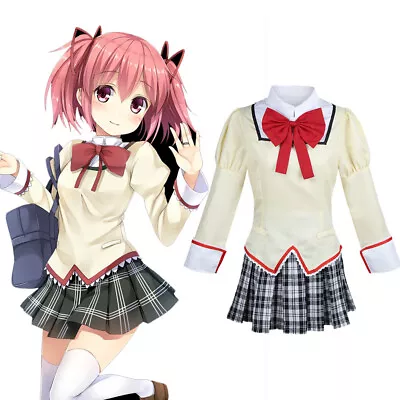 Puella Magi Madoka Cosplay Costume Kaname Madoka School Uniform Outfits Women • $52.43