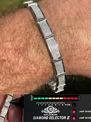 Iced MOISSANITE Men's Hip Hop 8mm Custom Bracelet Real 925 Silver Passes Test ✅ • $210.58