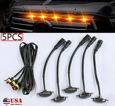 5*LED Grille Lights Smoked Lens Amber Grille Mark Lights Universal For Ford F150 • $18.51