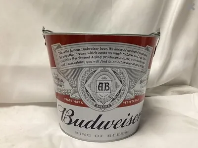 Budweiser Metal Beer Ice Bucket Pail Double-Sided • $19.99