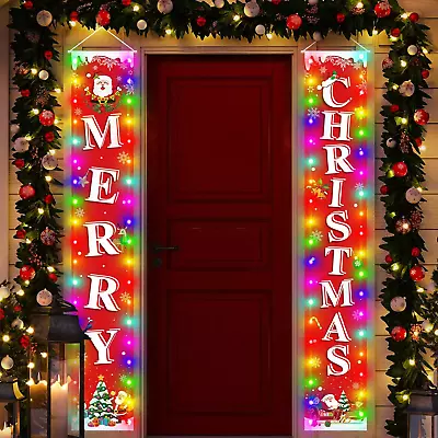 Preboun 2 Pcs Merry Christmas Banner With Lights Christmas Garage Door Light Up • $12.19