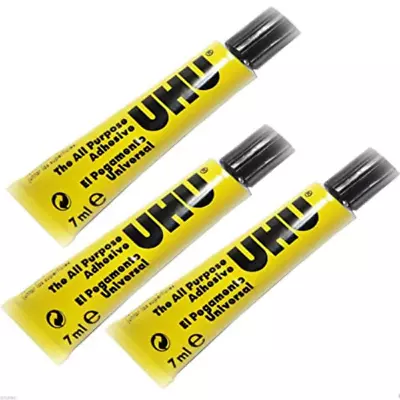 UHU 7ml Extra Strong Crystal Clear Adhesive All Purpose Glue - Pack Of 2 Tubes • £3.29