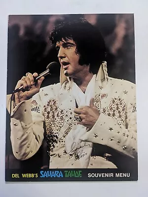 Vtg Elvis Presley Souvenir Menu 1970s Del Webb’s Sahara Tahoe Concert Collectibl • $55.96