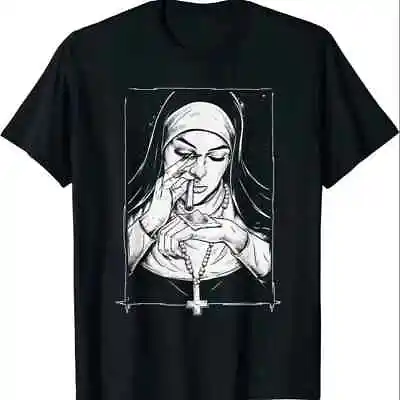 Unholy Gangsta Nun Tee T-shirt | Funny Meme Gangster Trendy 100% Cotton Anti-Chr • £15.99