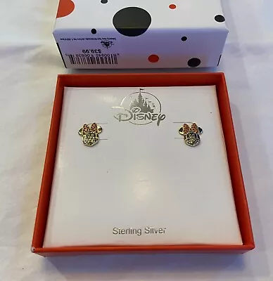 Disney Minnie Mouse Face Sterling Silver Pierced Stud Earrings NWT New In Box • $43.21