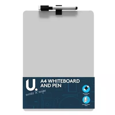 A4 Dry Wipe  Mini Office Whiteboard Notice Memo White Board Pen & Eraser • £2.99