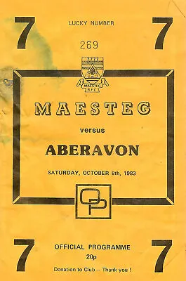 Maesteg v Aberavon 8 Oct 1983 RUGBY PROGRAMME • £4.99