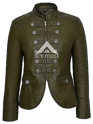 'VICTORY' Ladies Olive Military Parade Style Soft Real Nappa Leather Jacket 8976 • £92.24