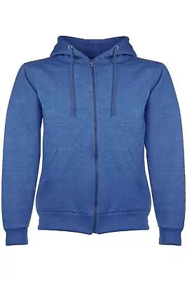 Big Size Mens Hoodies Plain Jacket Hooded Fleece Zip Hoody Top SweatShirt • £8.49