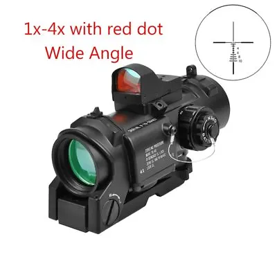 Tactical 1x-4x Fixed Dual Purpose Scope With Mini Red Dot Sight For Hunting • $187.99