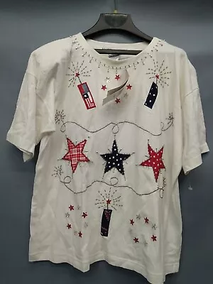 NWT Victoria Jones Stars And Flag 4th Of July Shirt Size M • $9.99