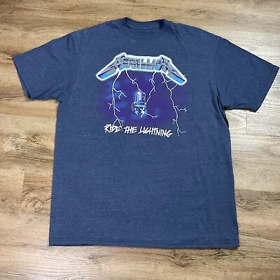 Metallica Shirt Men’s Size XL Ride The Lightning Graphic Heather Blue Band Tee • $19.90