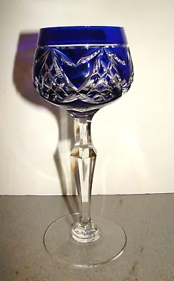 Vintage Val St. Lambert St. Louis Baccarat Cobalt Blue Cut To Clear Wine Hock • $30