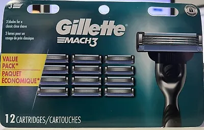 Gillette MACH3 Refills  Razor Blades 12 Cartridges NEW IN BOX IMAGE MAY VARY • $20.99