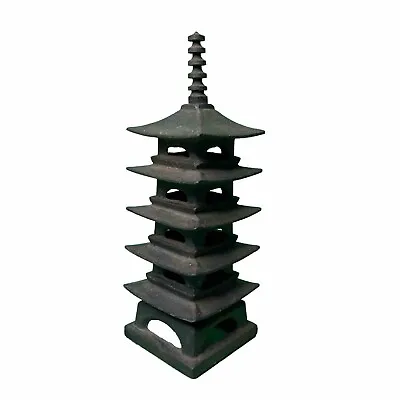 Vintage Japanese Pagoda 8.5” T Cast Iron Censer Incense Burner 5 Rooves Black • $160