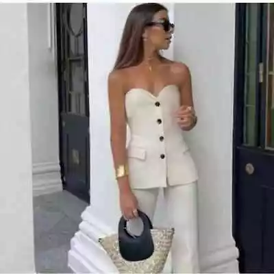 Zara Bustier Vest With Lapels Women's Size Large NWT • $32