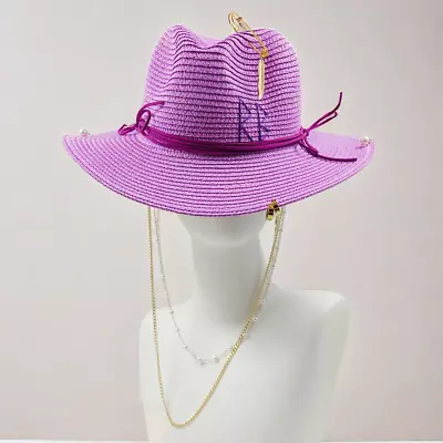 Personalized Hat Straw Hat Pearl Chain DIY Jazz Hat Sun Hat New Letter Hat Beach • $15.99
