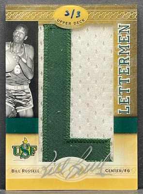 $599.95 • Buy 2011 UD All Time Greats Bill Russell Letter Patch Autograph Lettermen AUTO #3/3