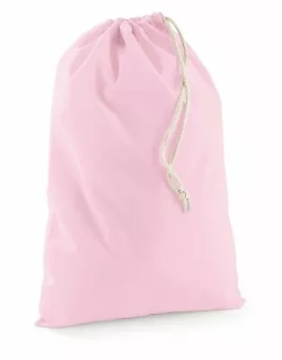 Drawstring Laundry Bag Eco Bag Cotton Plain Reusable Storage Pink Large Washing • £2.53