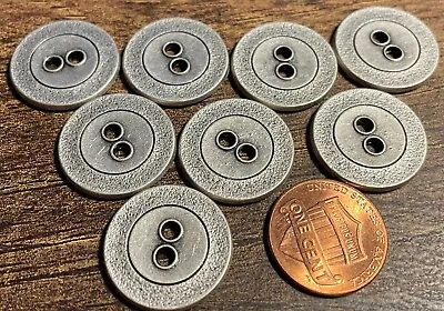 8 Matte Brushed Antique Silver Tone Sew-through Metal Buttons 20mm 13/16  8312 • $6.99