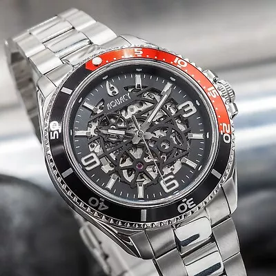 Aquacy Skeleton Automatic Miyota Movement By Citizen Men's Watch 200M Black • $26